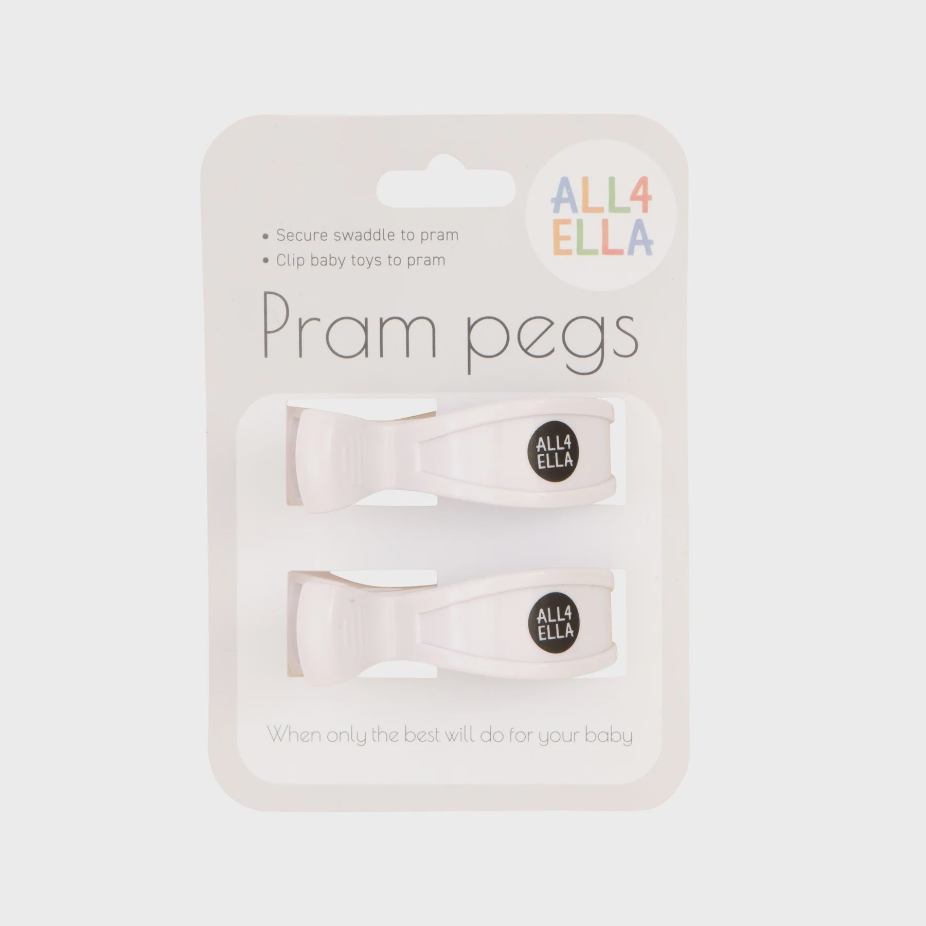 All 4 Ella - Pram pegs 2 pk - White