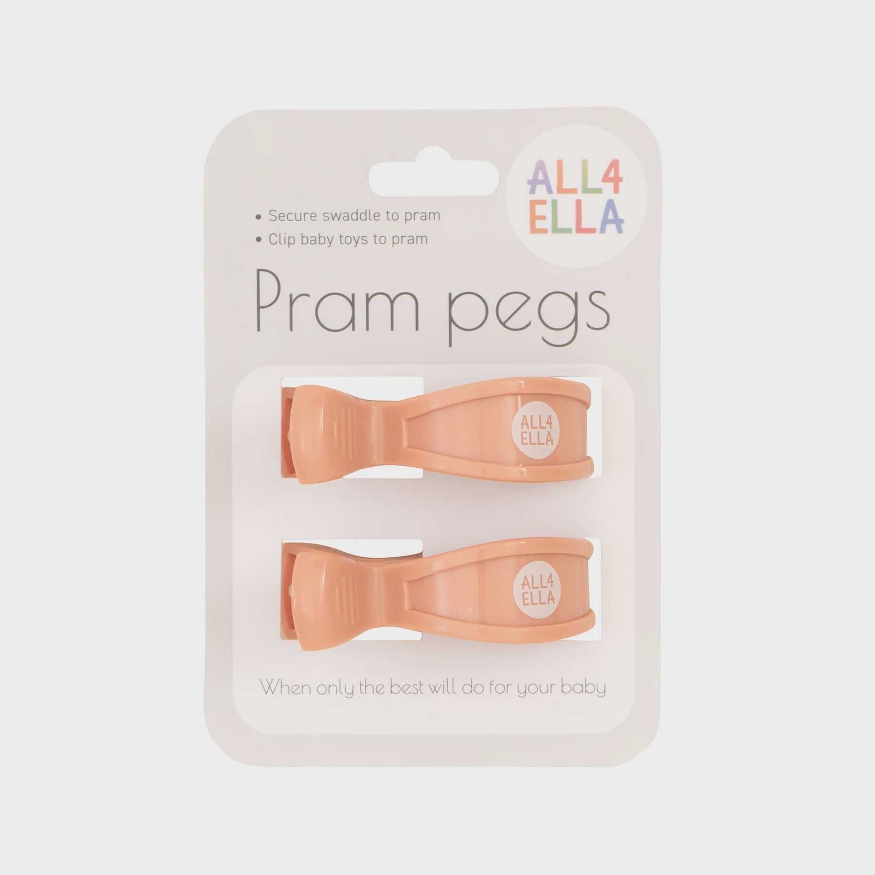 All 4 Ella - Pram pegs 2 pk - Peach