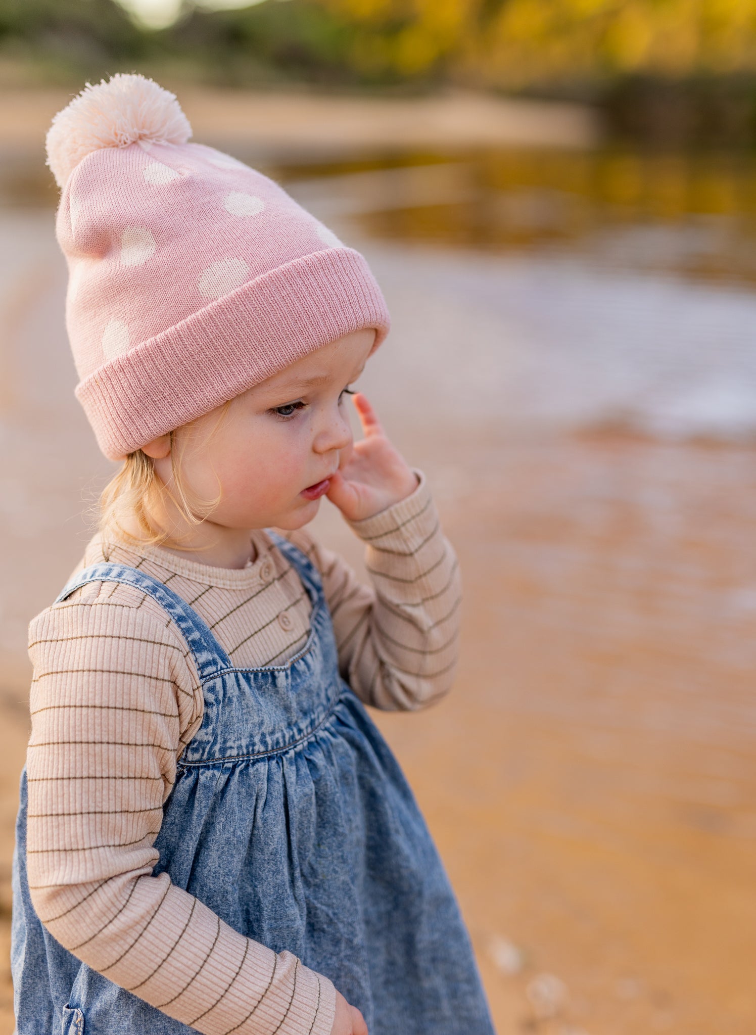 Acorn - Raindrops Merino Beanie - Dusky Pink