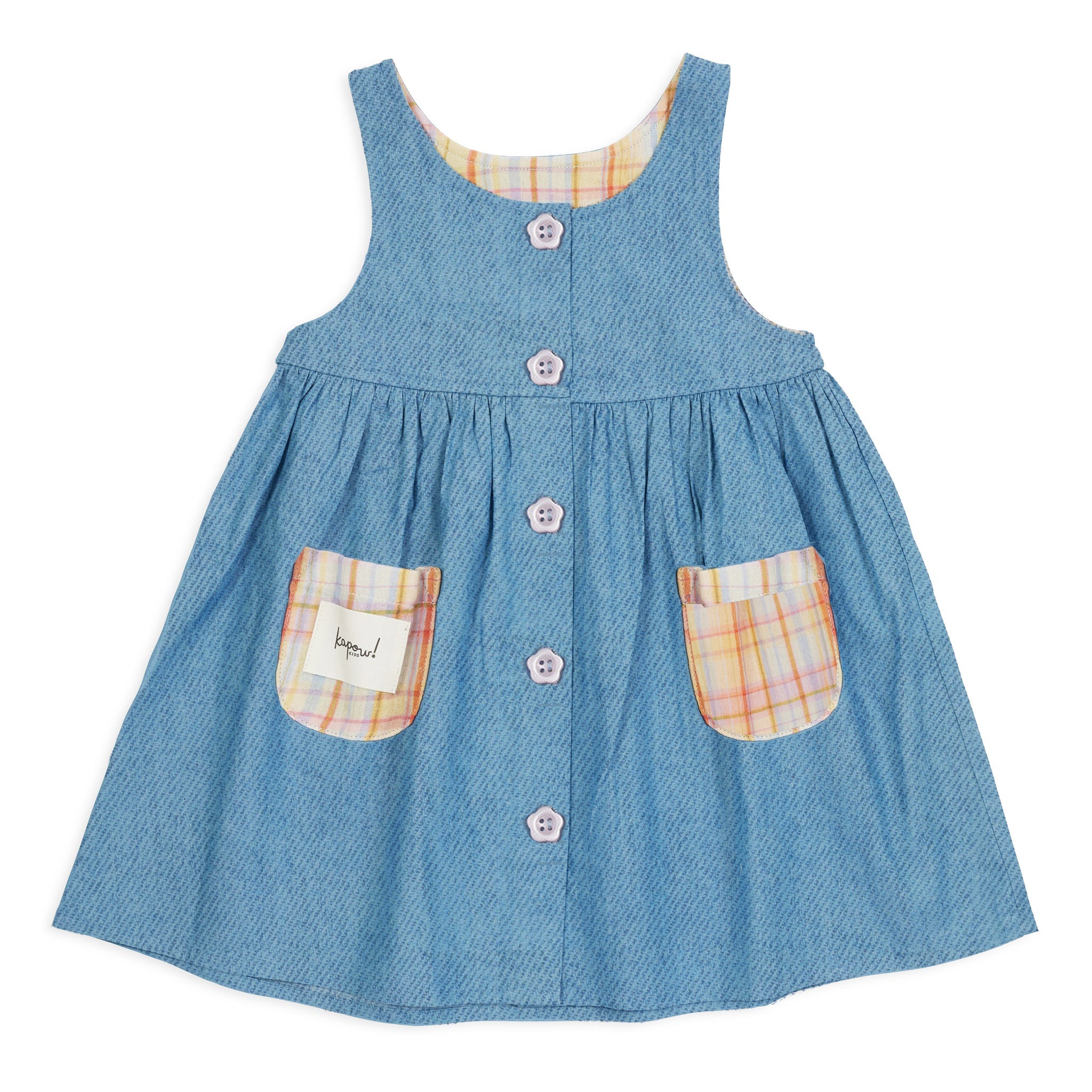 Kapow Kids - Rainbow Plaid Sleeveless Dress