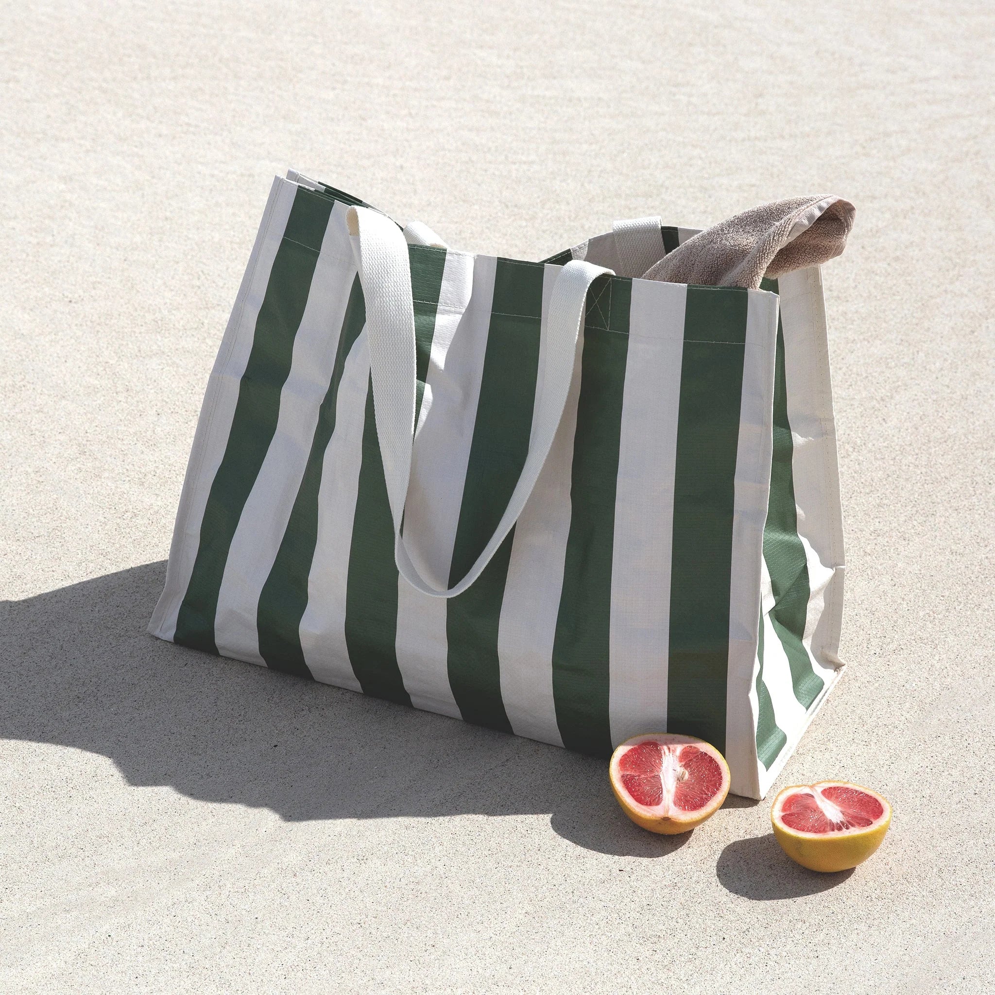 Sunnylife - Carryall Beach Bag - The Vacay Olive Stripe