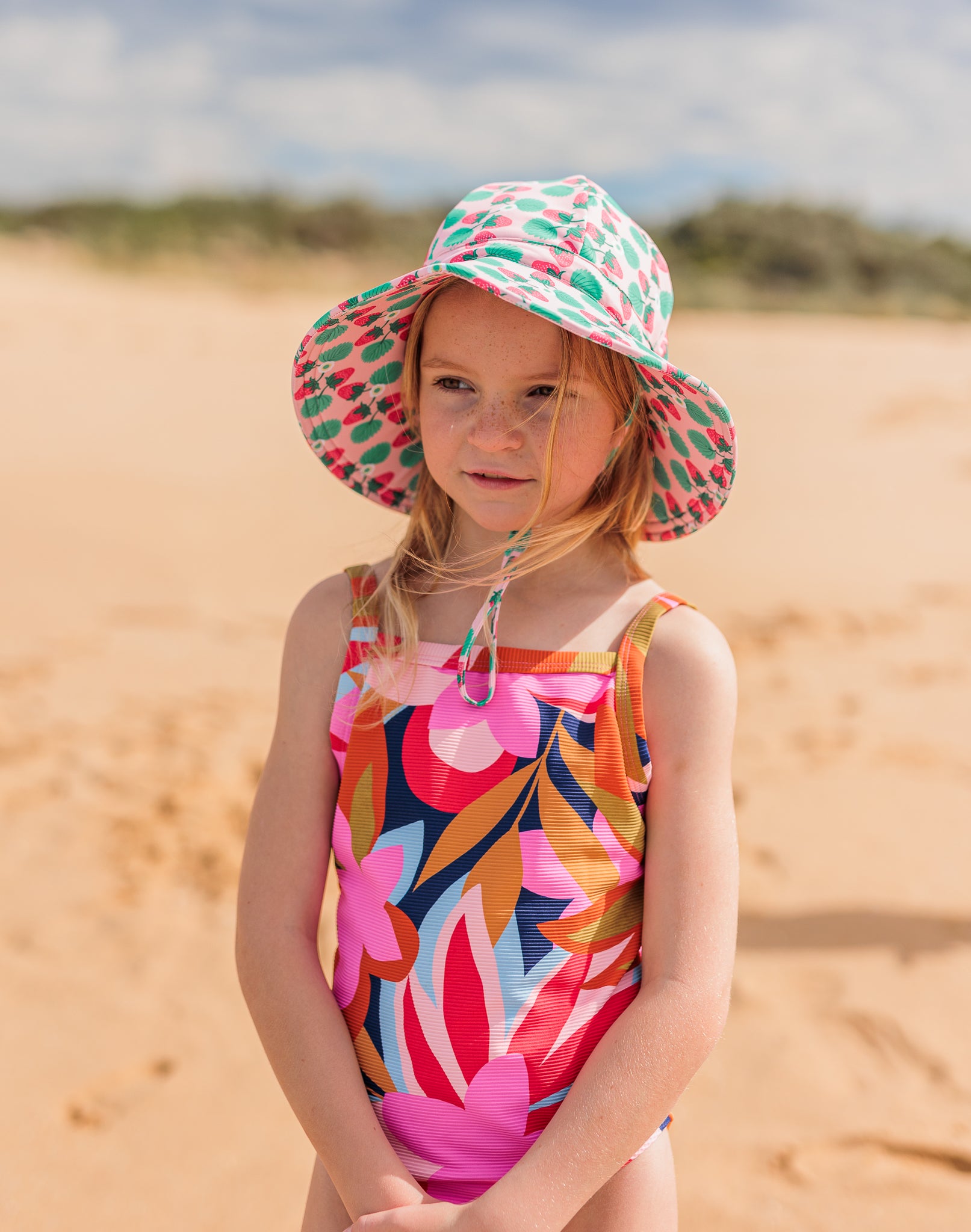 Acorn - Strawberry Wide Brim Swim Hat