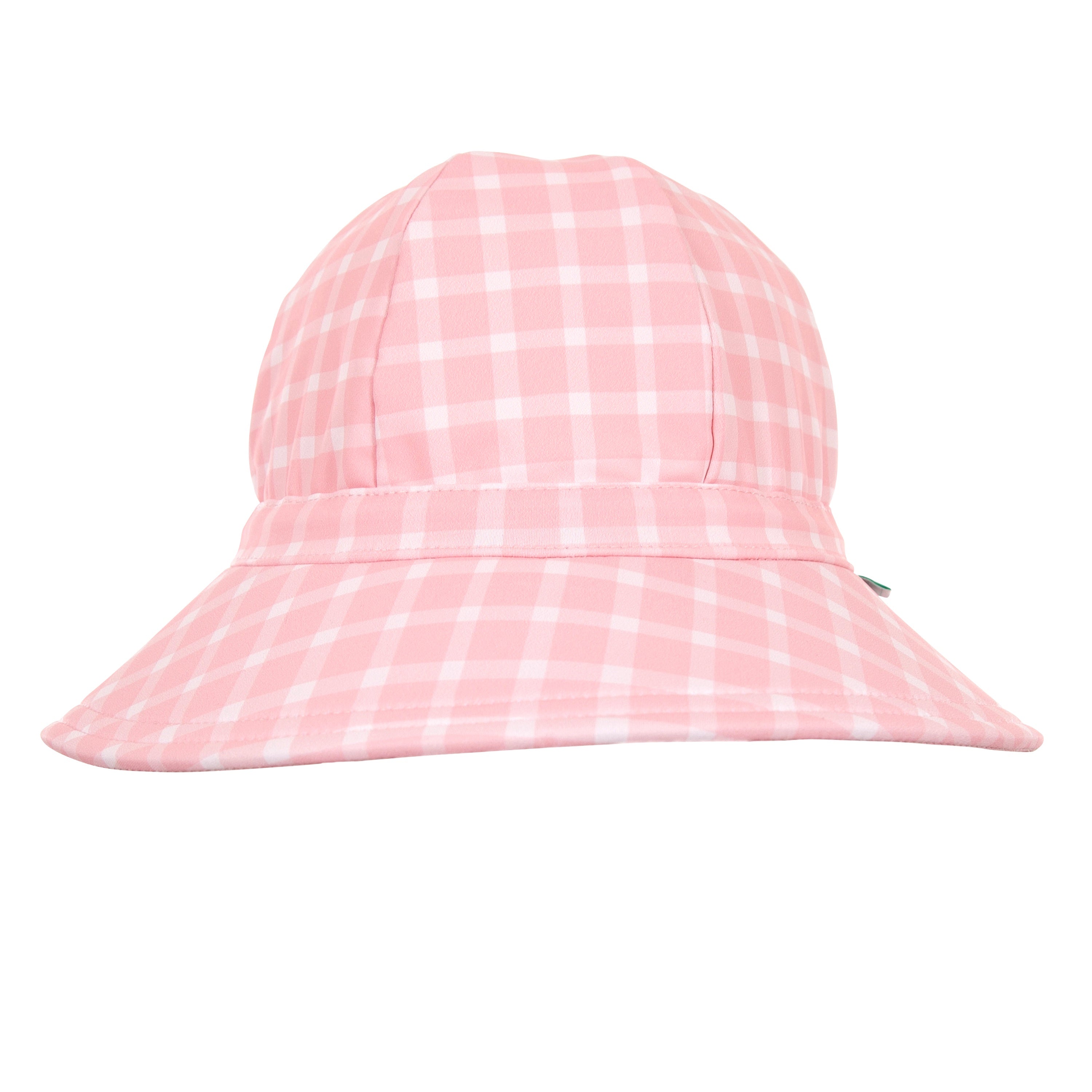 Acorn - Pink Gingham Wide Brim Swim Hat
