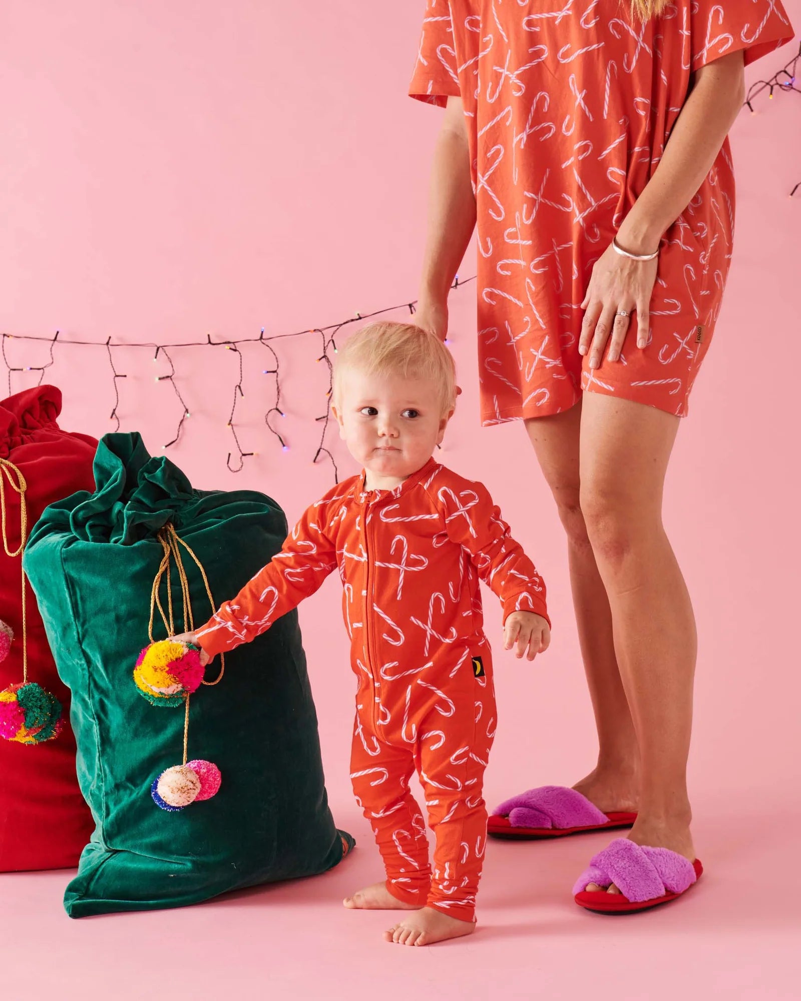 Kip & Co - Candy Cane Red Organic Zipsuit