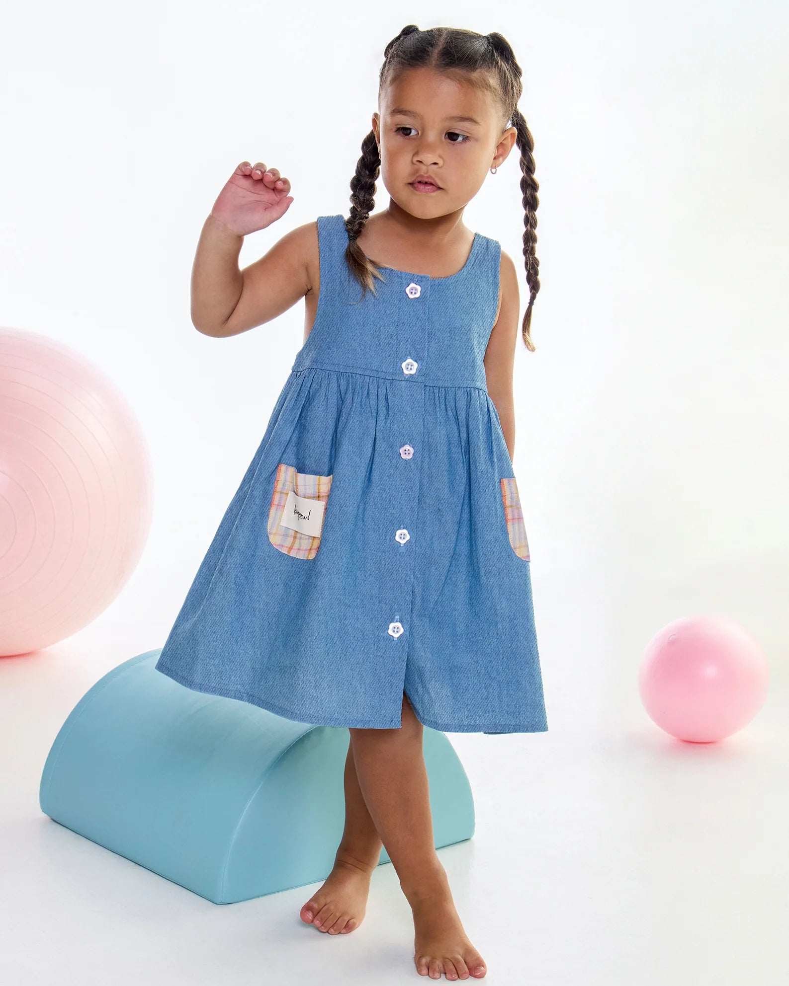 Kapow Kids - Rainbow Plaid Sleeveless Dress