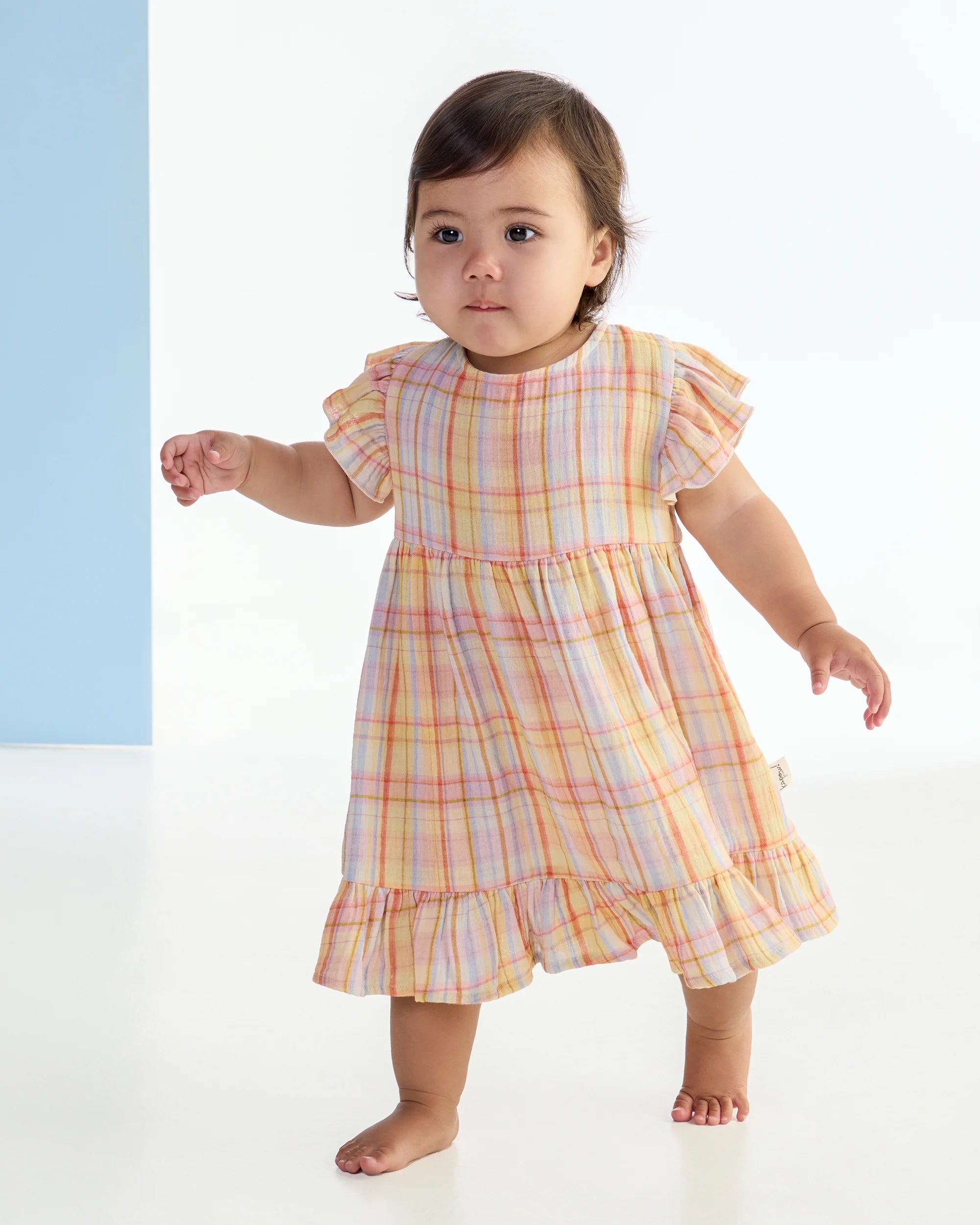 Kapow Kids - Rainbow Plaid Trapeze Dress