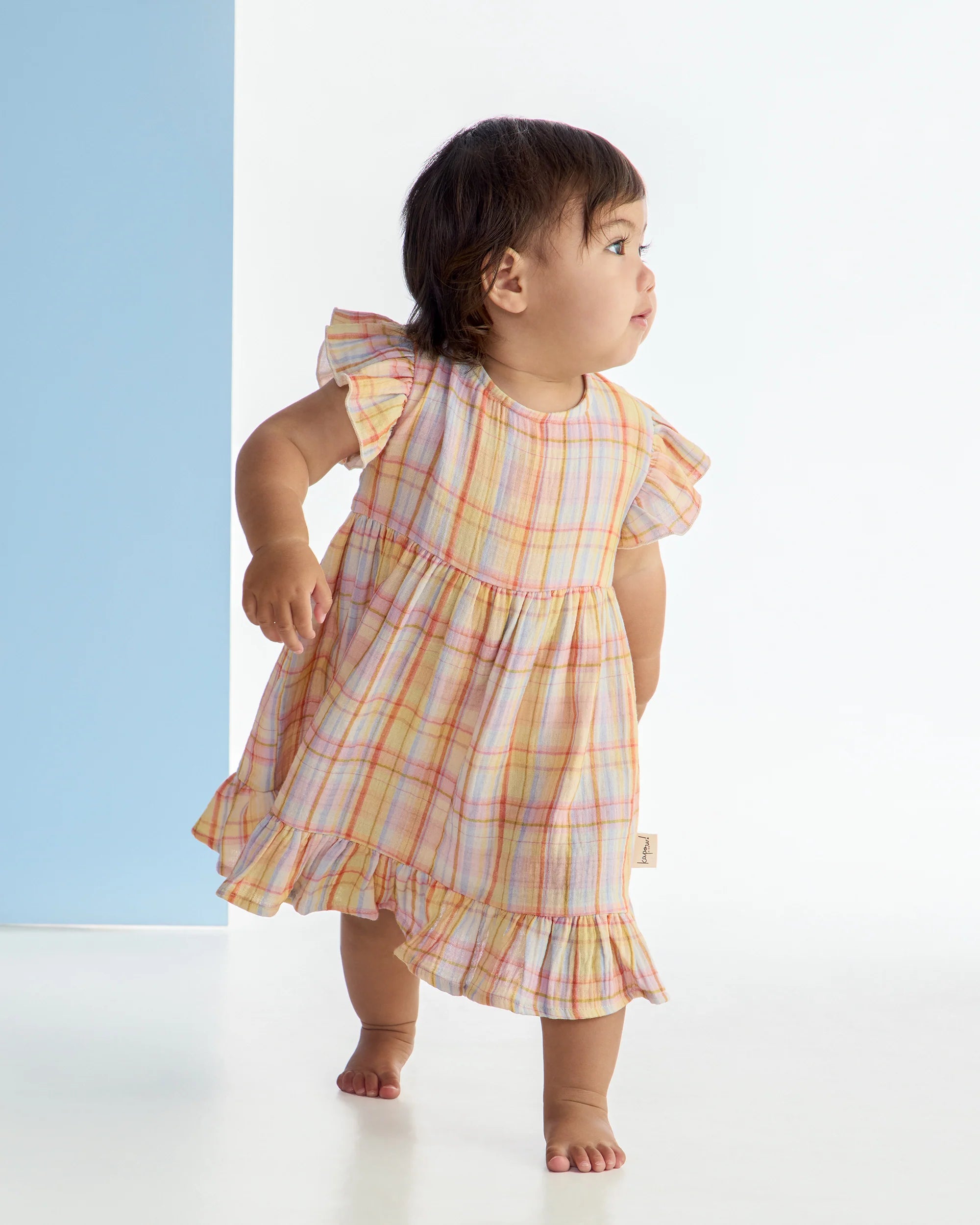 Kapow Kids - Rainbow Plaid Trapeze Dress
