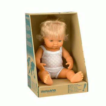 Miniland - Baby Doll Caucasian Girl 38cm