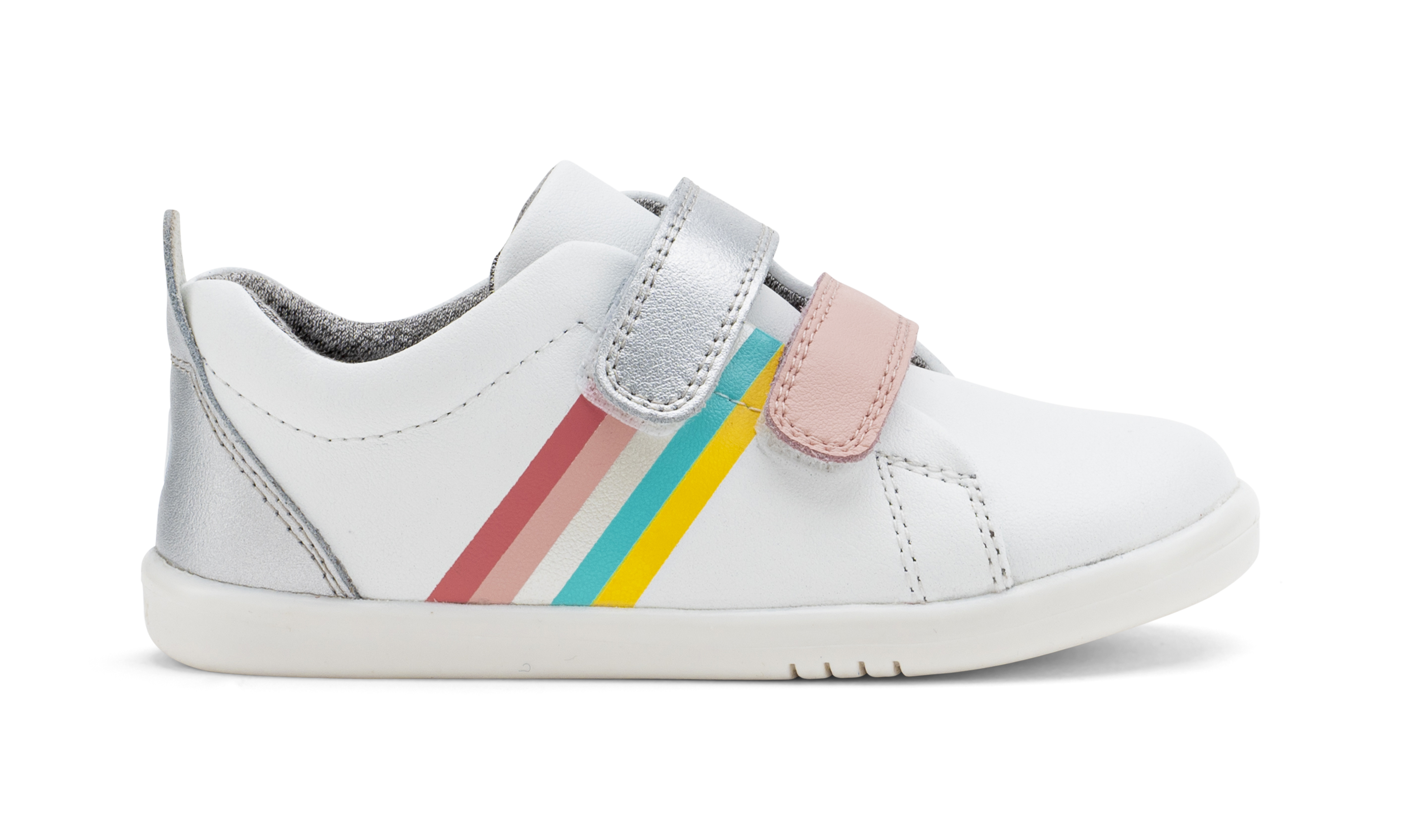 Bobux Grass Court White Silver Rainbow