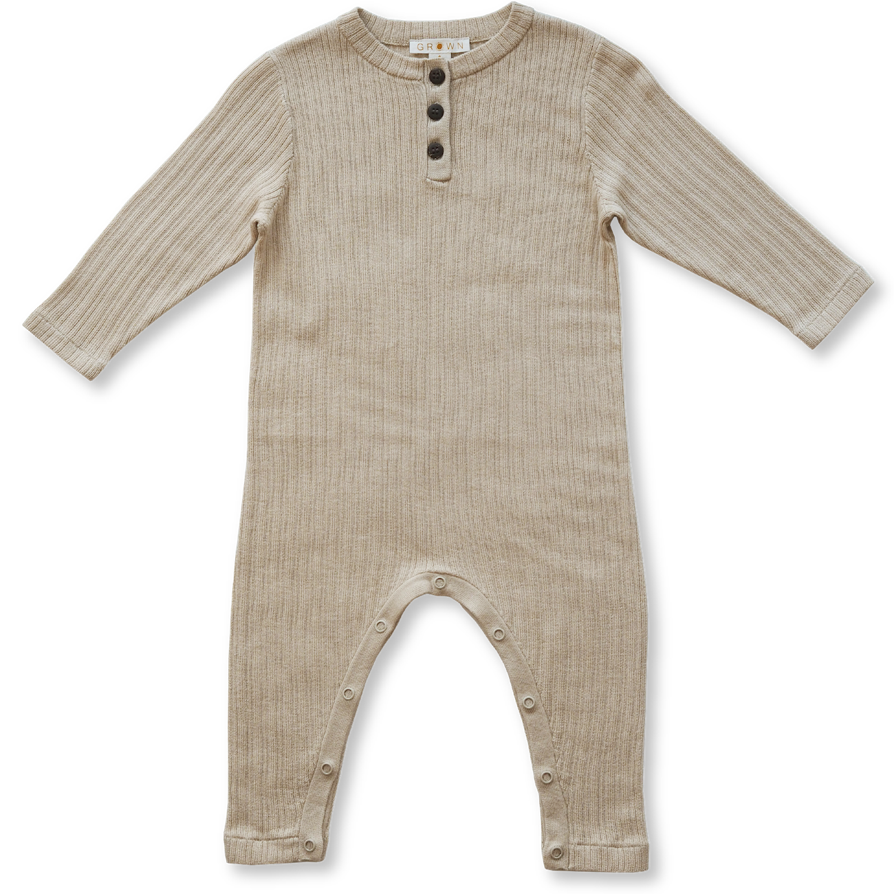 Grown - Ribbed Button Jumpsuit - Natural