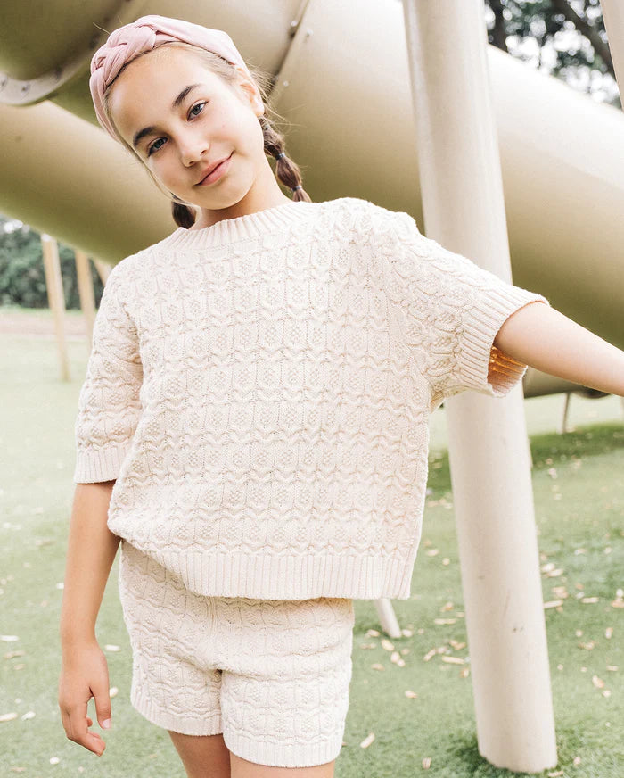 The Girl Club - Cream Lace Knit Tee