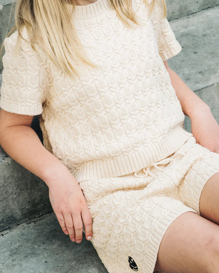 The Girl Club - Cream Lace Knit Tee