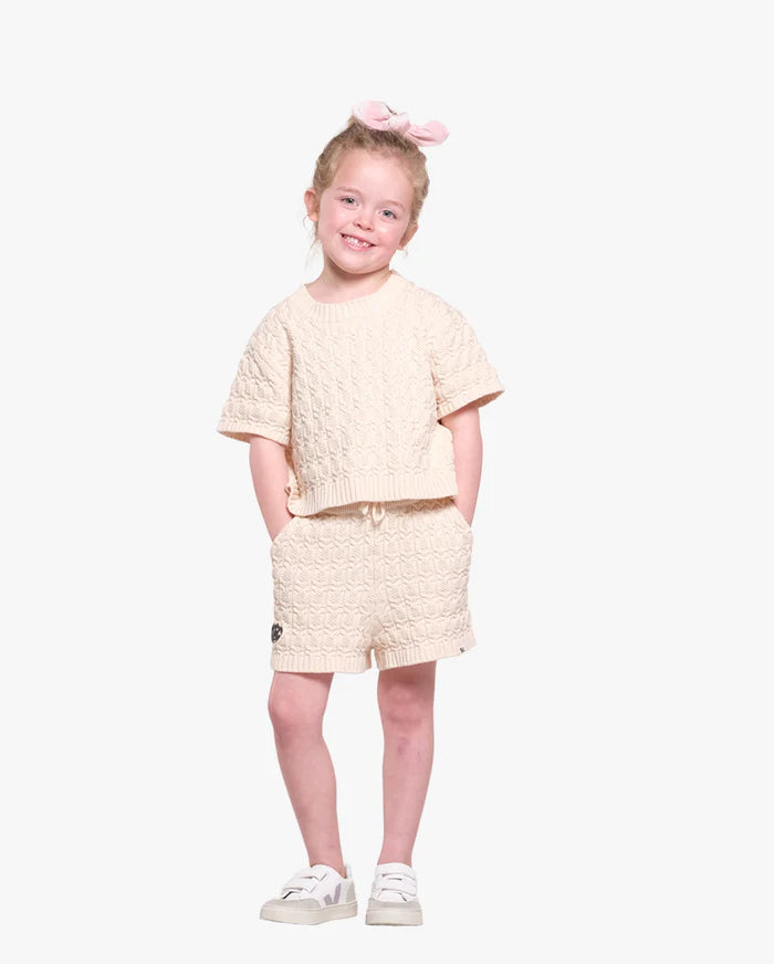 The Girl Club - Cream Lace Knit Shorts