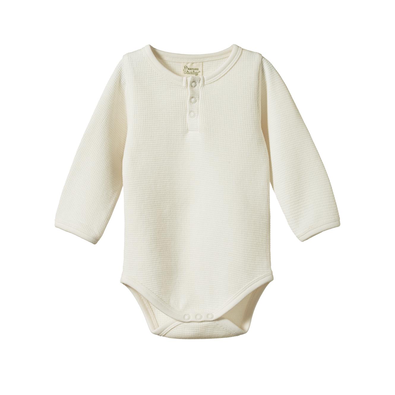 Nature Baby - Waffle Henley Bodysuit - Natural