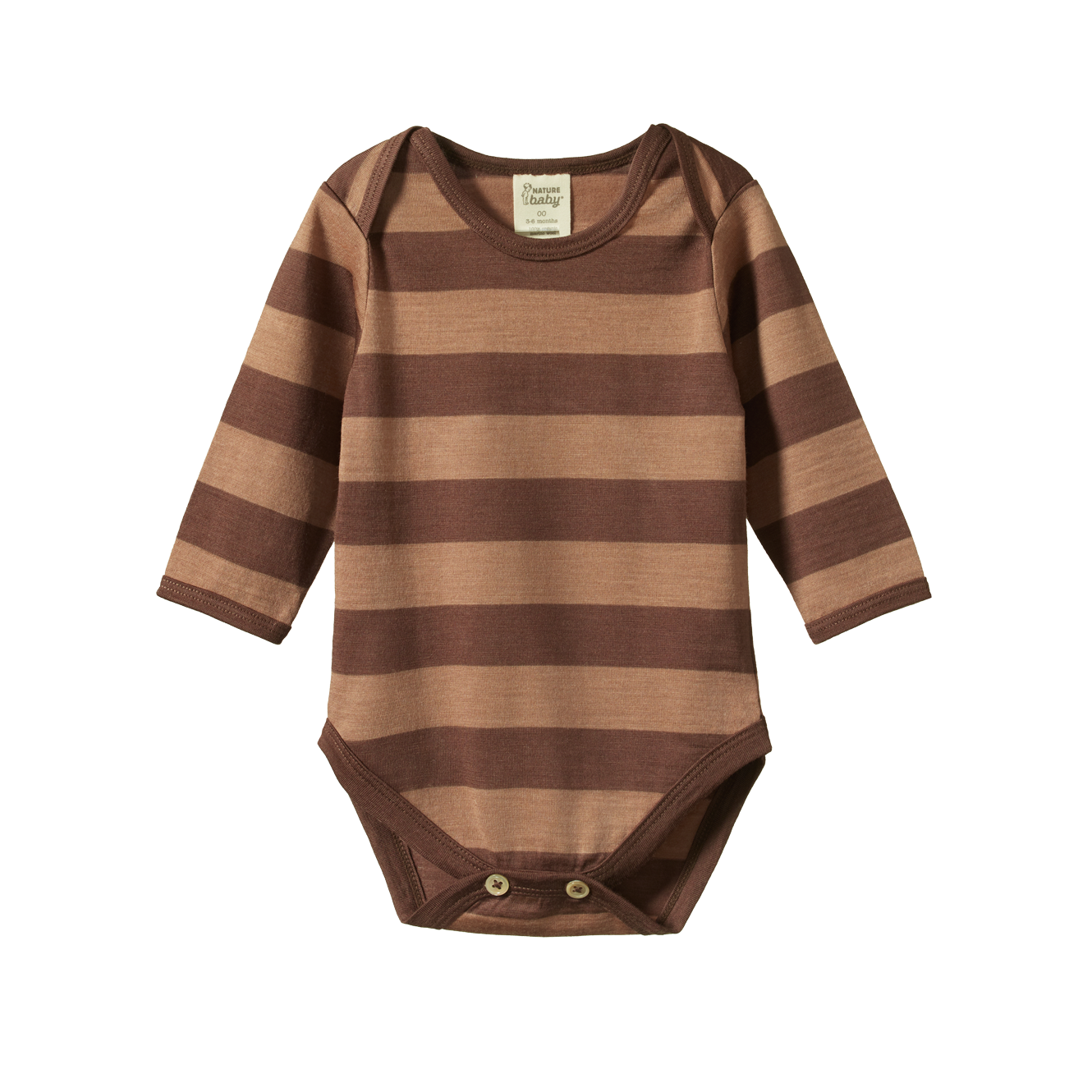 Nature Baby - Merino Long Sleeve Bodysuit - Bear Bold Stripe