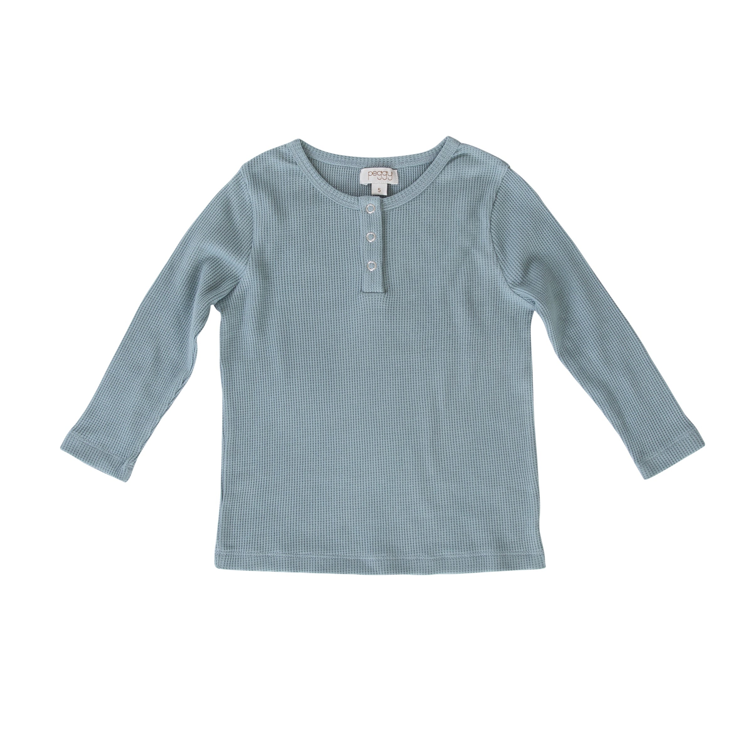 Peggy - Halo Henley Top - Blue Surf