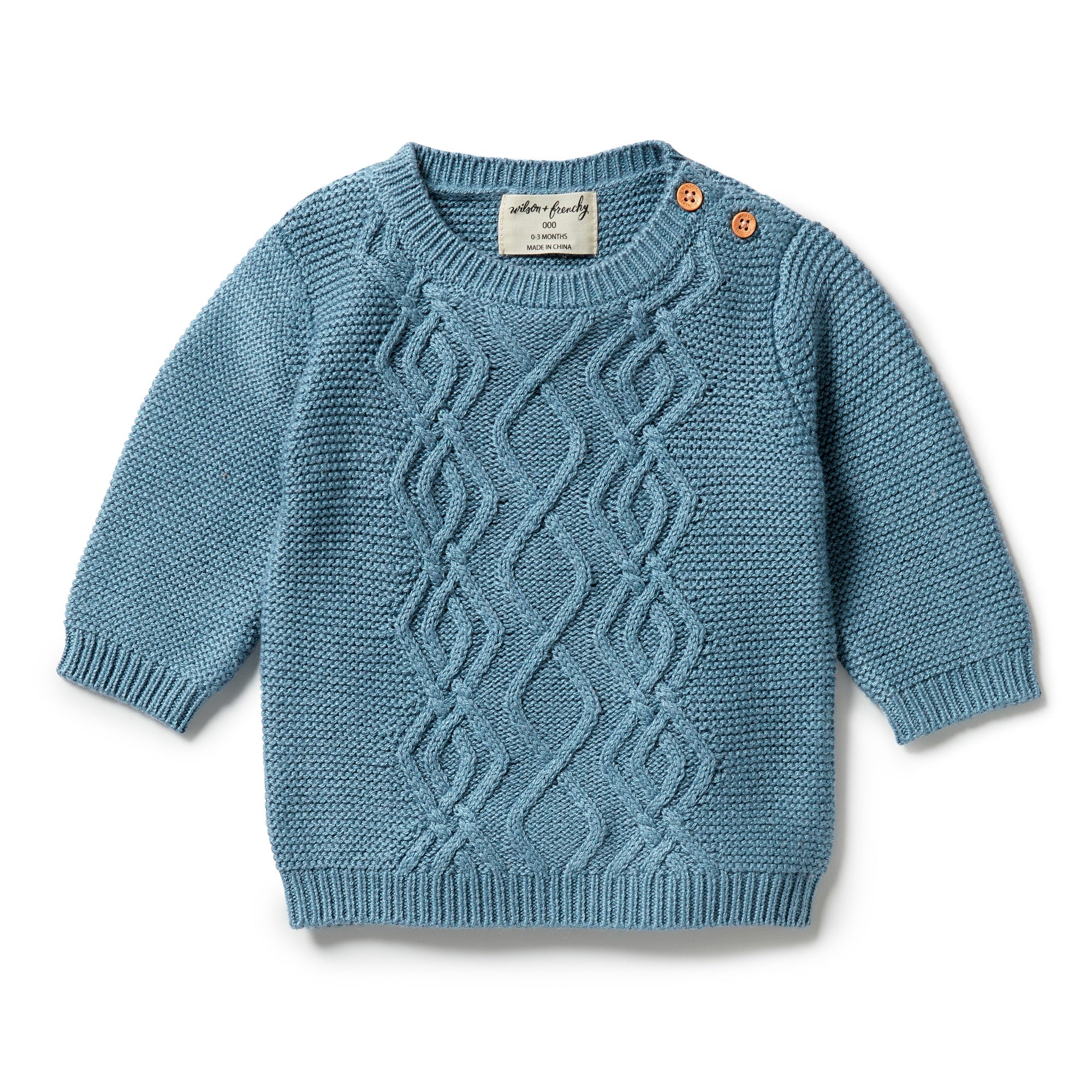 Wilson & Frenchy - Knitted Cable Jumper - Bluestone