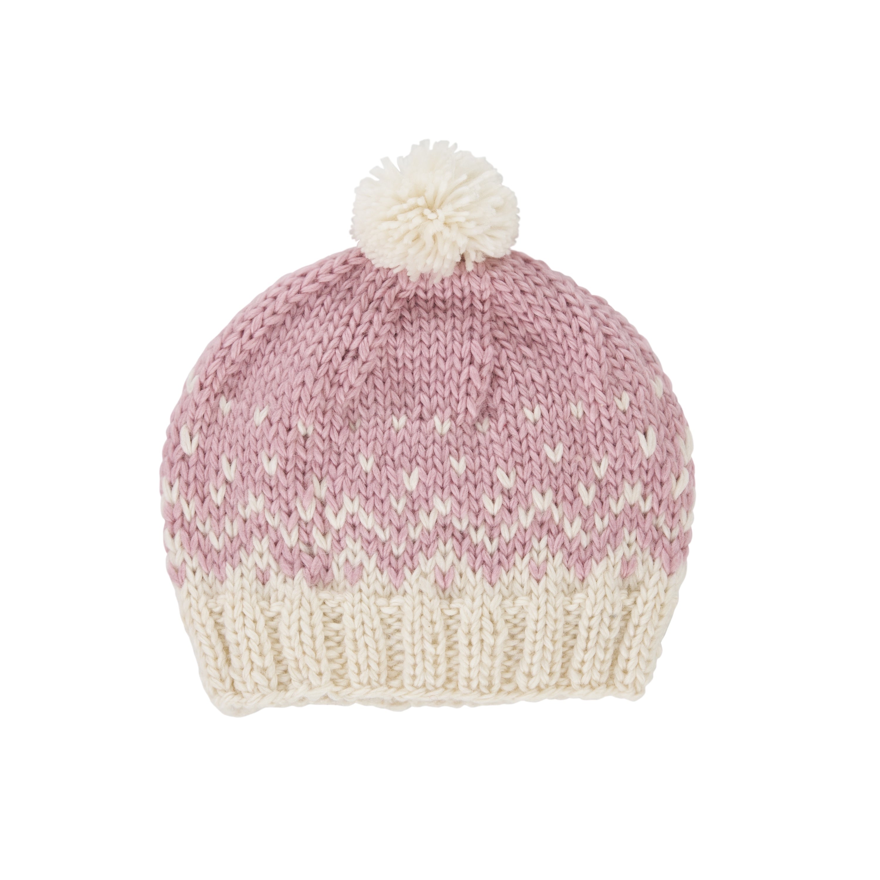 Acorn - Snowflake Beanie - Pink & Cream