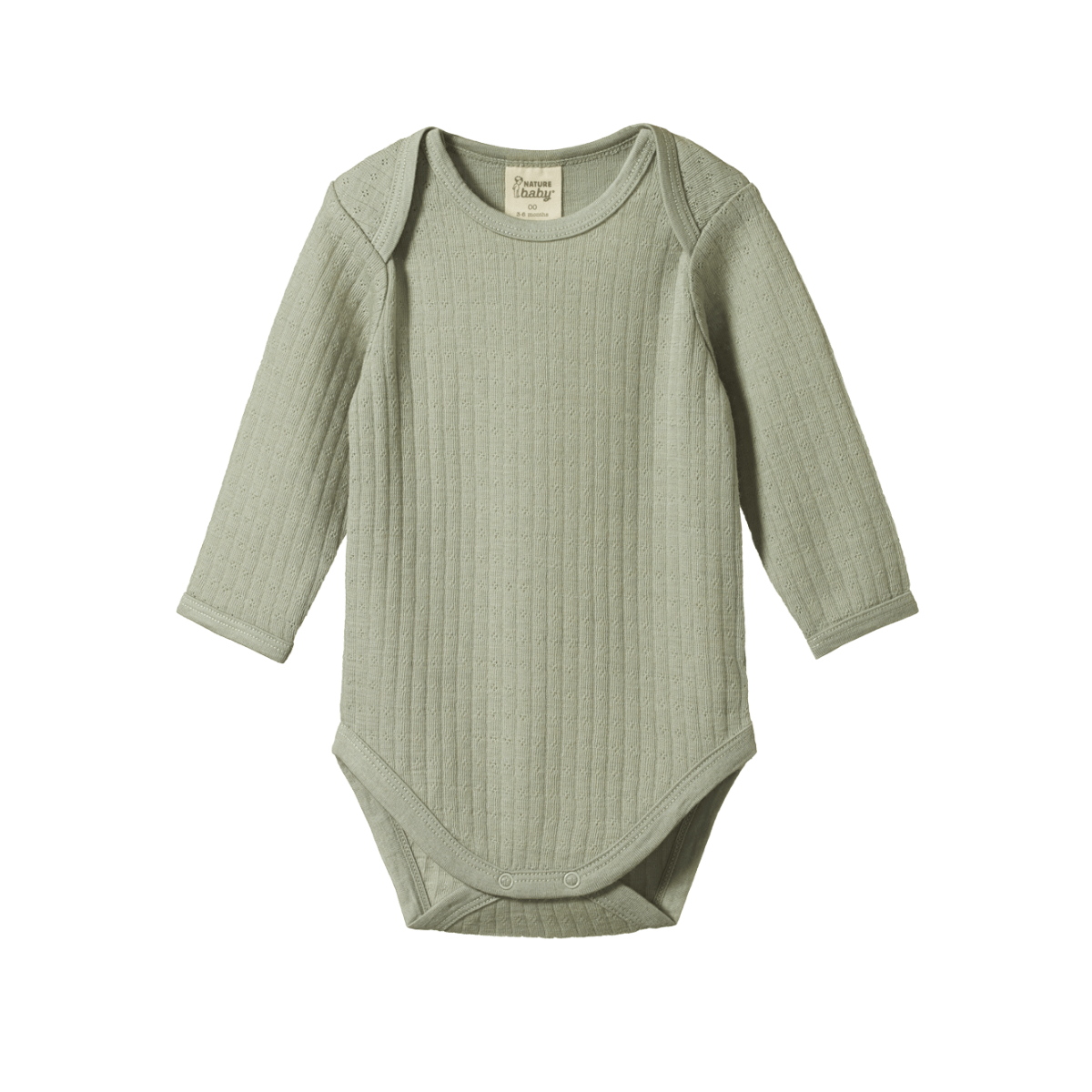 Nature Baby - Merino Pointelle Long Sleeve Bodysuit - Seedling
