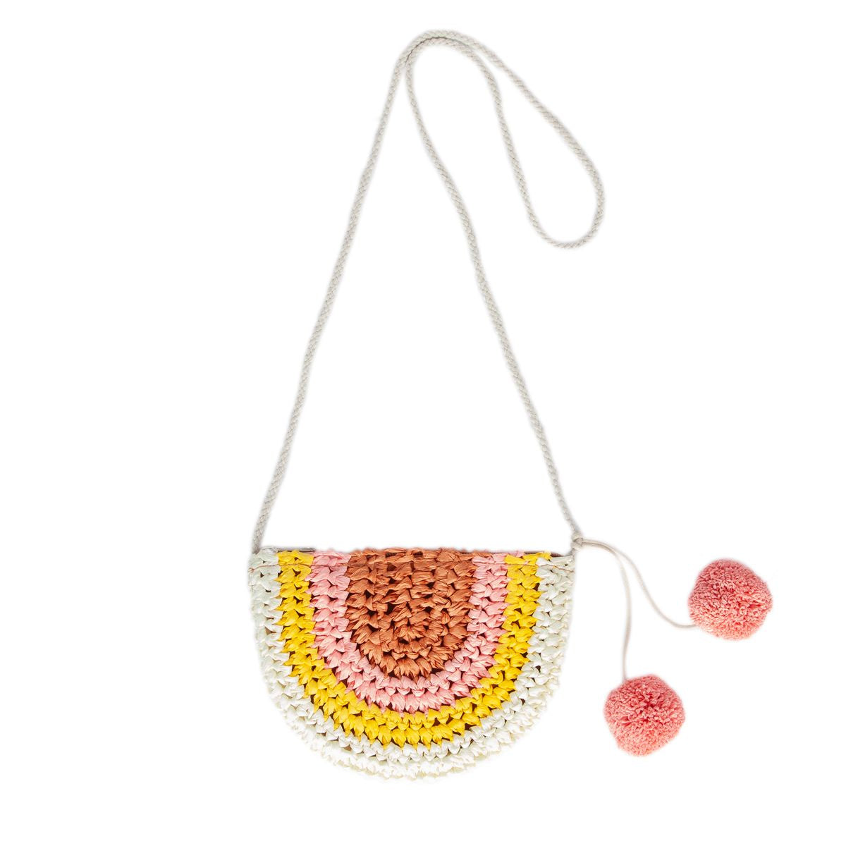 Acorn - Rainbow Pom Pom Straw Bag