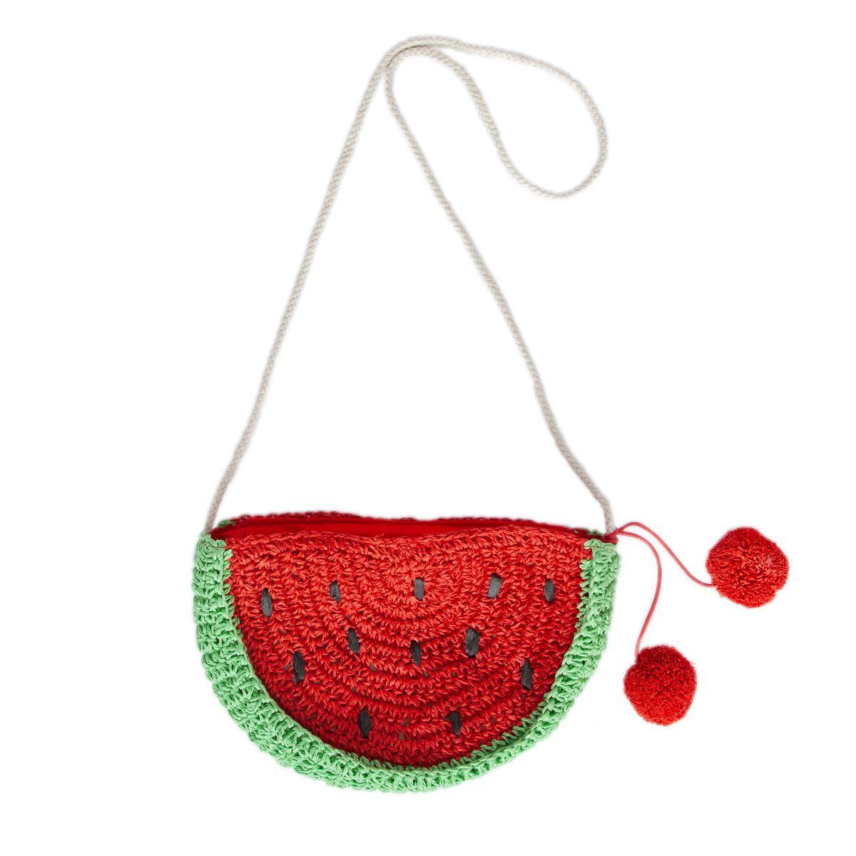 Acorn - Watermelon Pom Pom Straw Bag