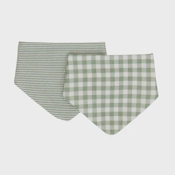 All 4 Ella - Bandana bibs 2pk - Gingham Sage