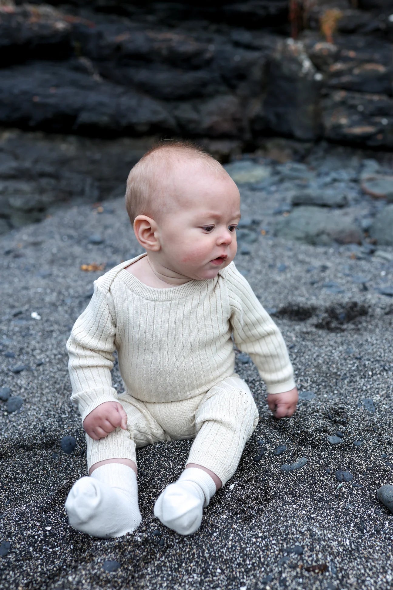 Grown Clothing - Ribbed Bodysuit - Pebble