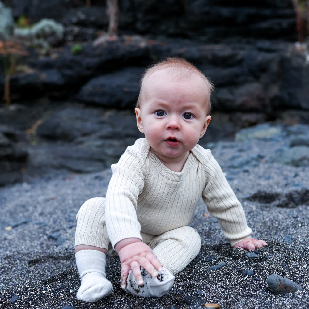 Grown Clothing - Organic Ribbed Essential Leggings - Pebble