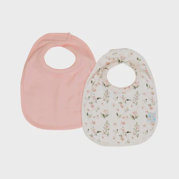 All 4 Ella - Roll Neck bibs 2pk - Pink Flower
