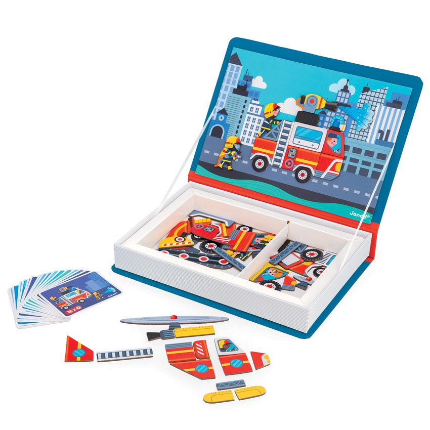 Janod - Magnetic Book - Firemen