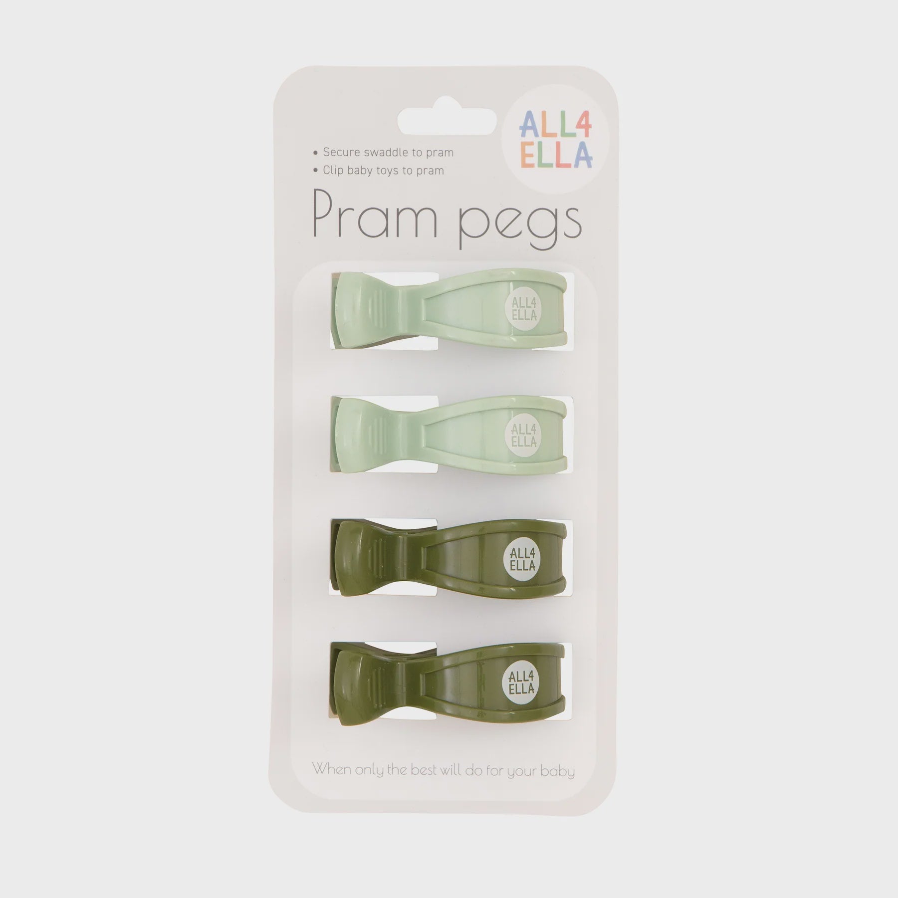 All 4 Ella - Pram Pegs 4 pk - Sage/Forest