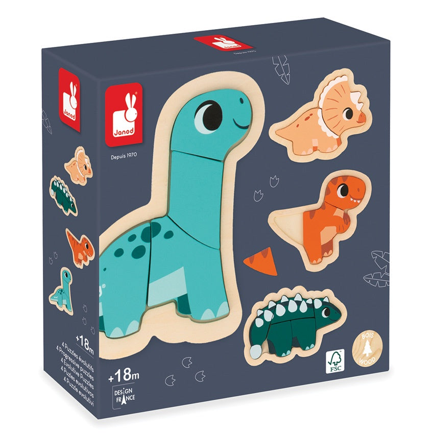 Janod - Dino Progressive Wooden Puzzle