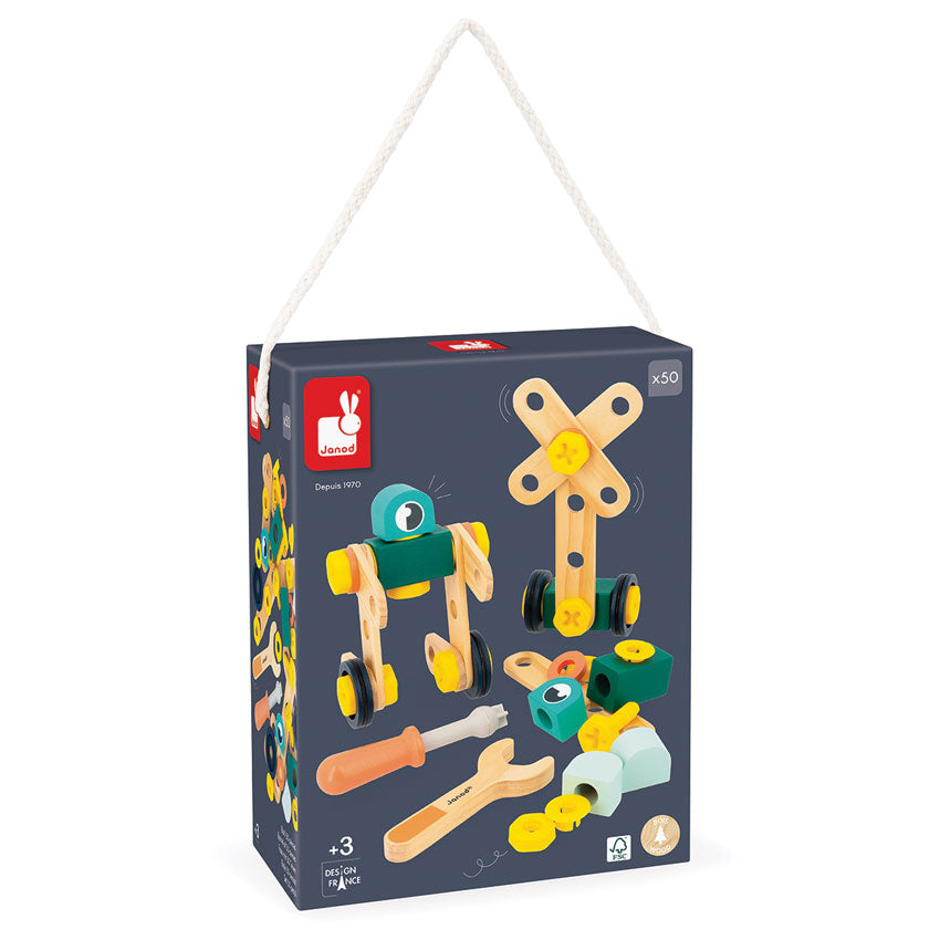 Janod - BricoKids DIY Construction Kit 50 Pcs