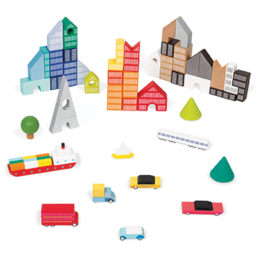 Janod - City Blocks and Puzzle Set