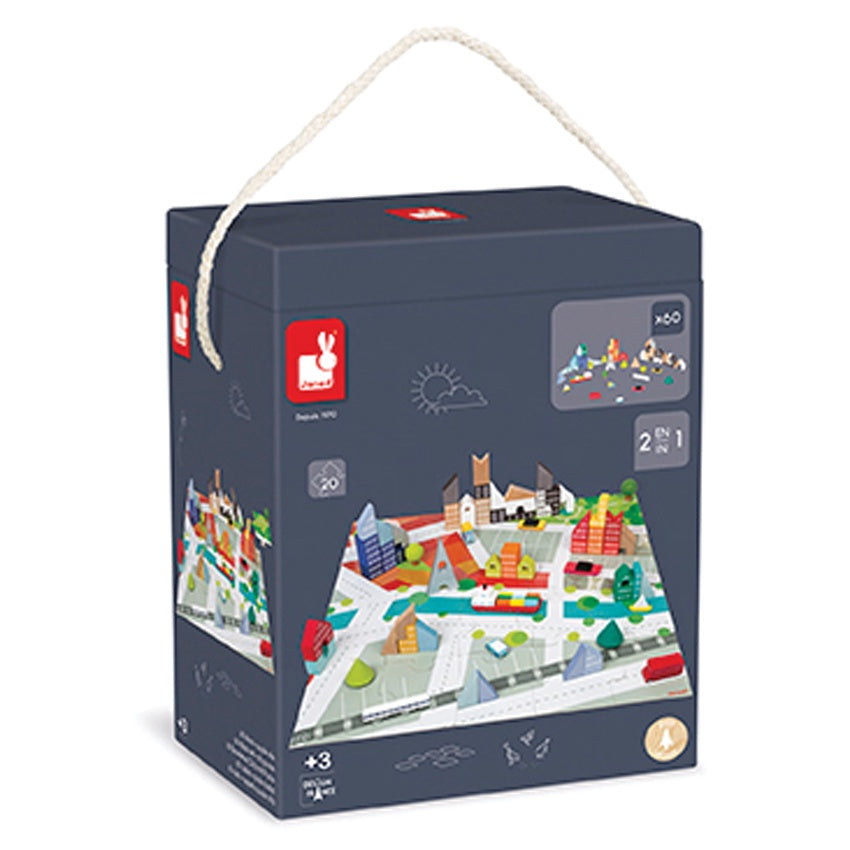 Janod - City Blocks and Puzzle Set