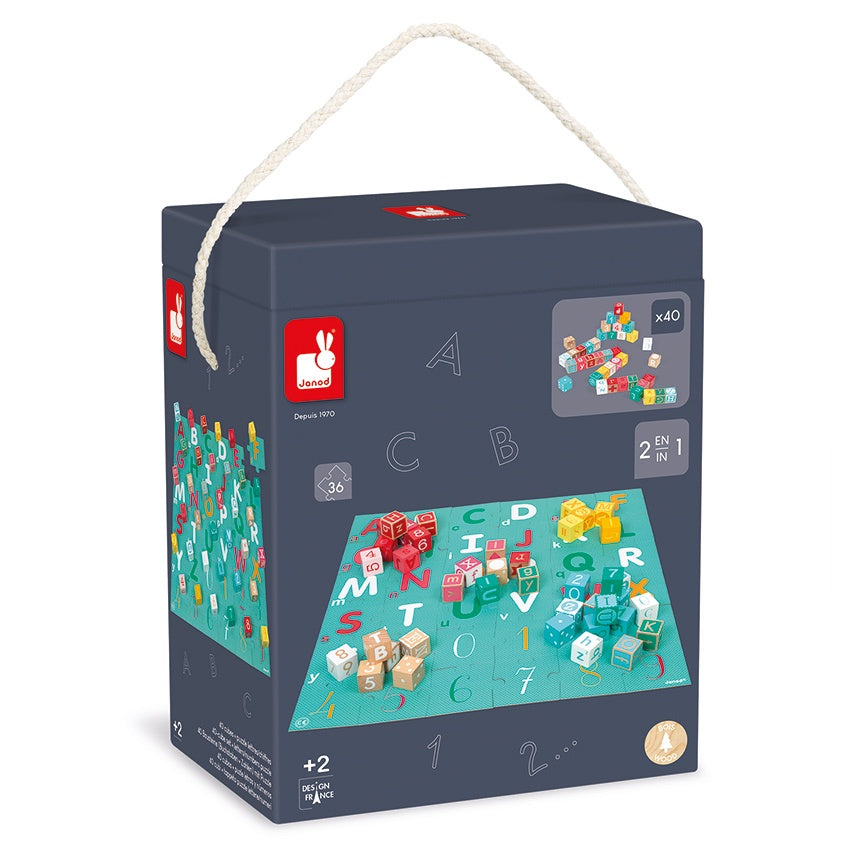 Janod - 40 ABC Numbers Blocks with Puzzle