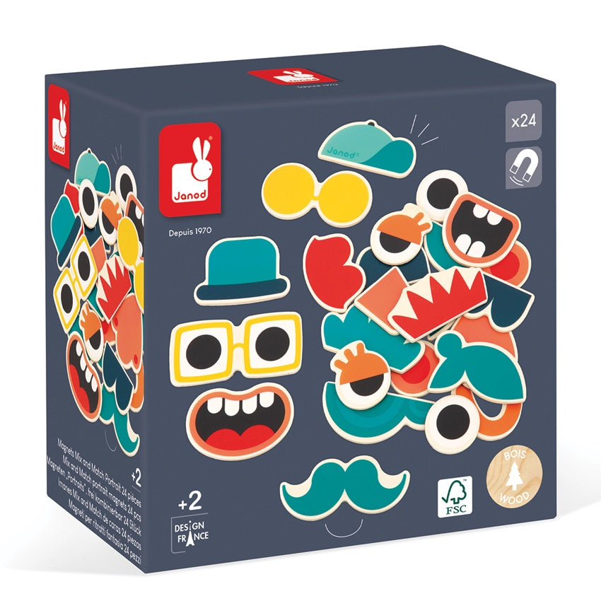 Janod - Wooden Face Magnets