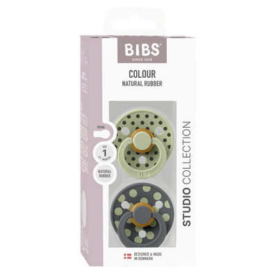 BIBS - STUDIO Colour 2 Pack Polka - Sage/Iron