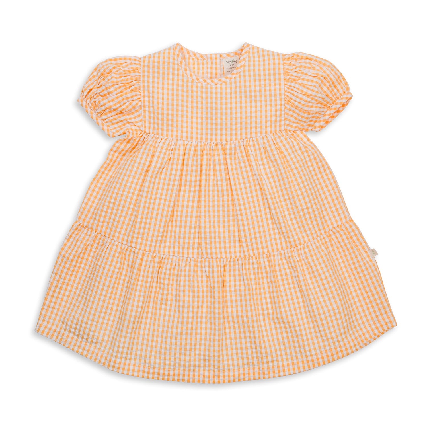 Tiny Twig - Puff Sleeve Layered Dress - Yarrow Gingham