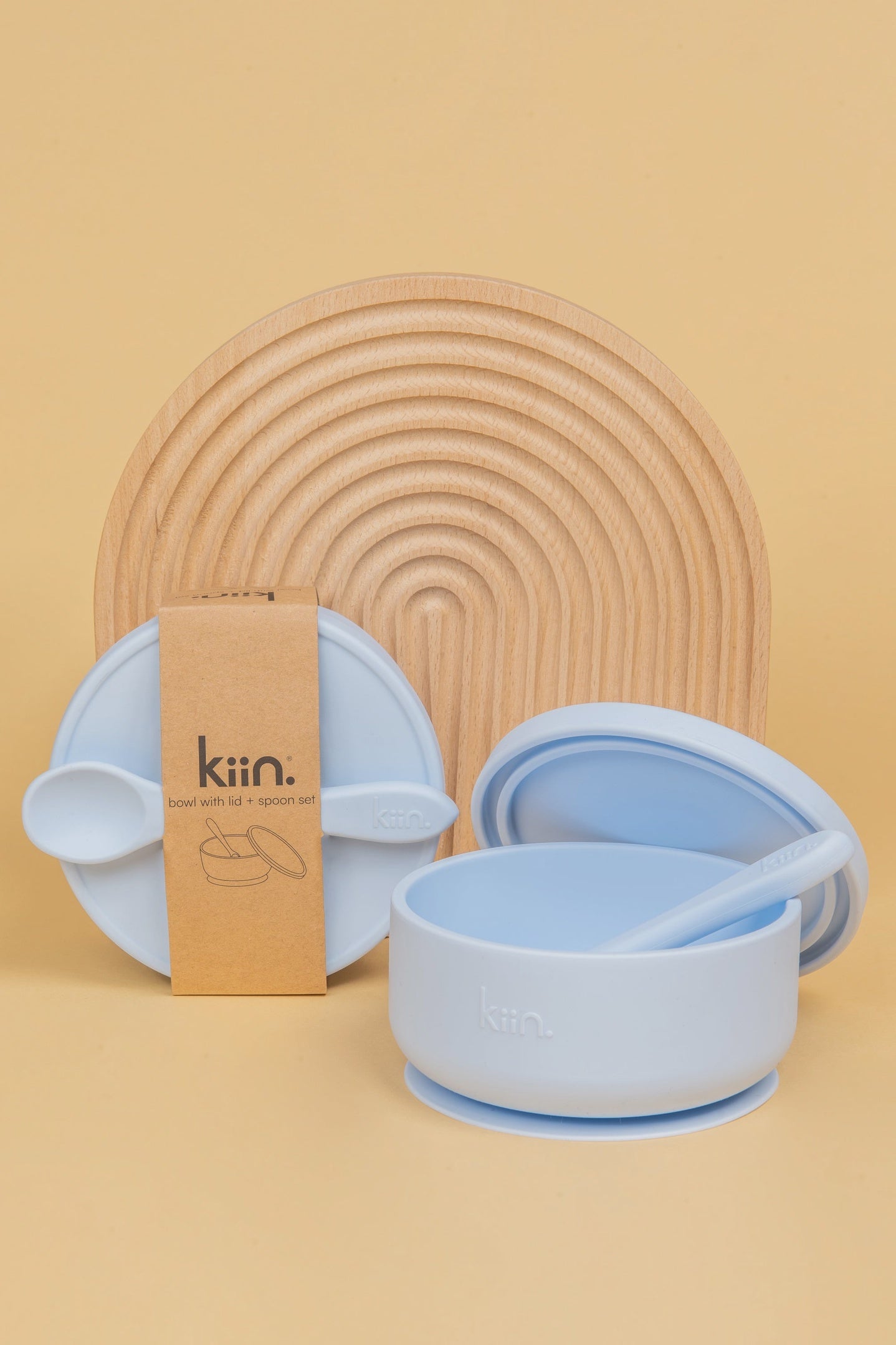 Kiin - Silicone Suction Bowl with Lid + Spoon Set - Sky