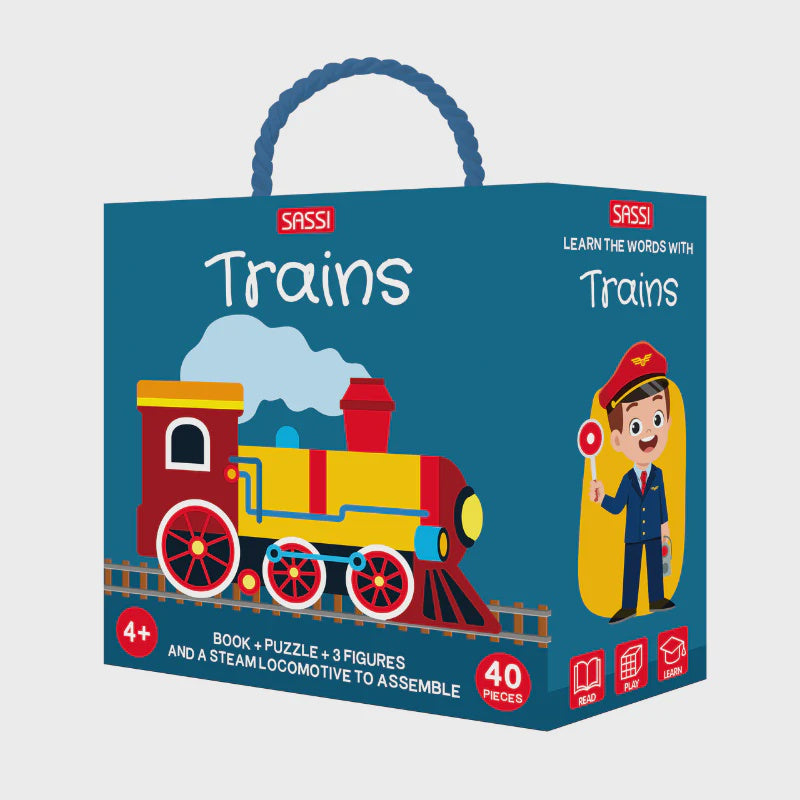 Sassi - 3D Puzzle & Book Set  - Trains