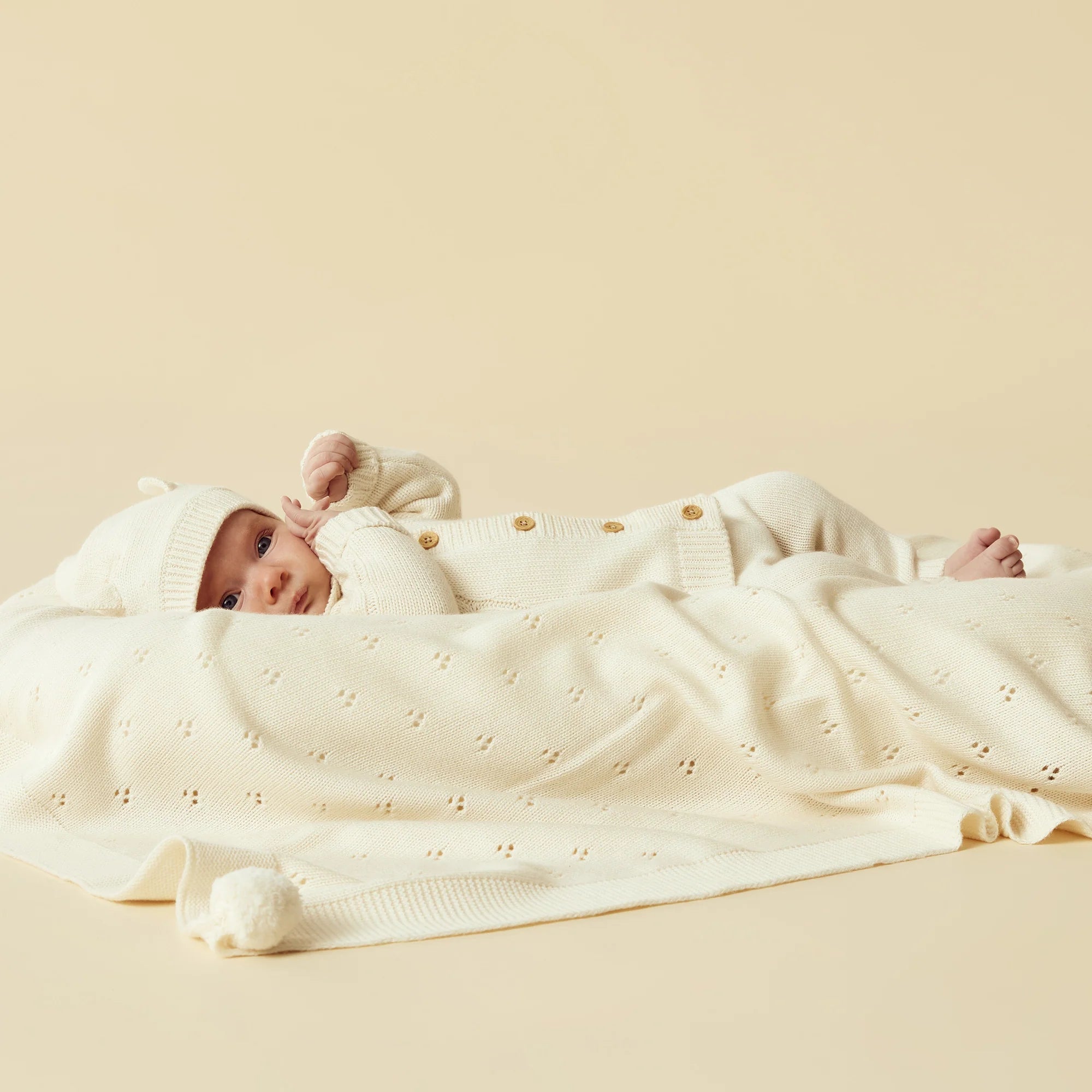Wilson & Frenchy - Ecru Knitted Poinetelle Blanket