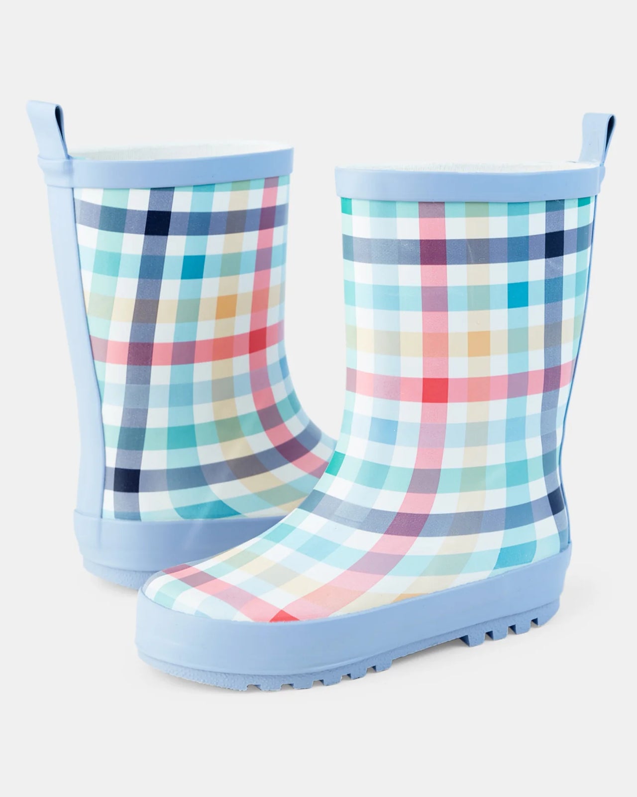 Walnut - Play River Check Rain Boot - Blue