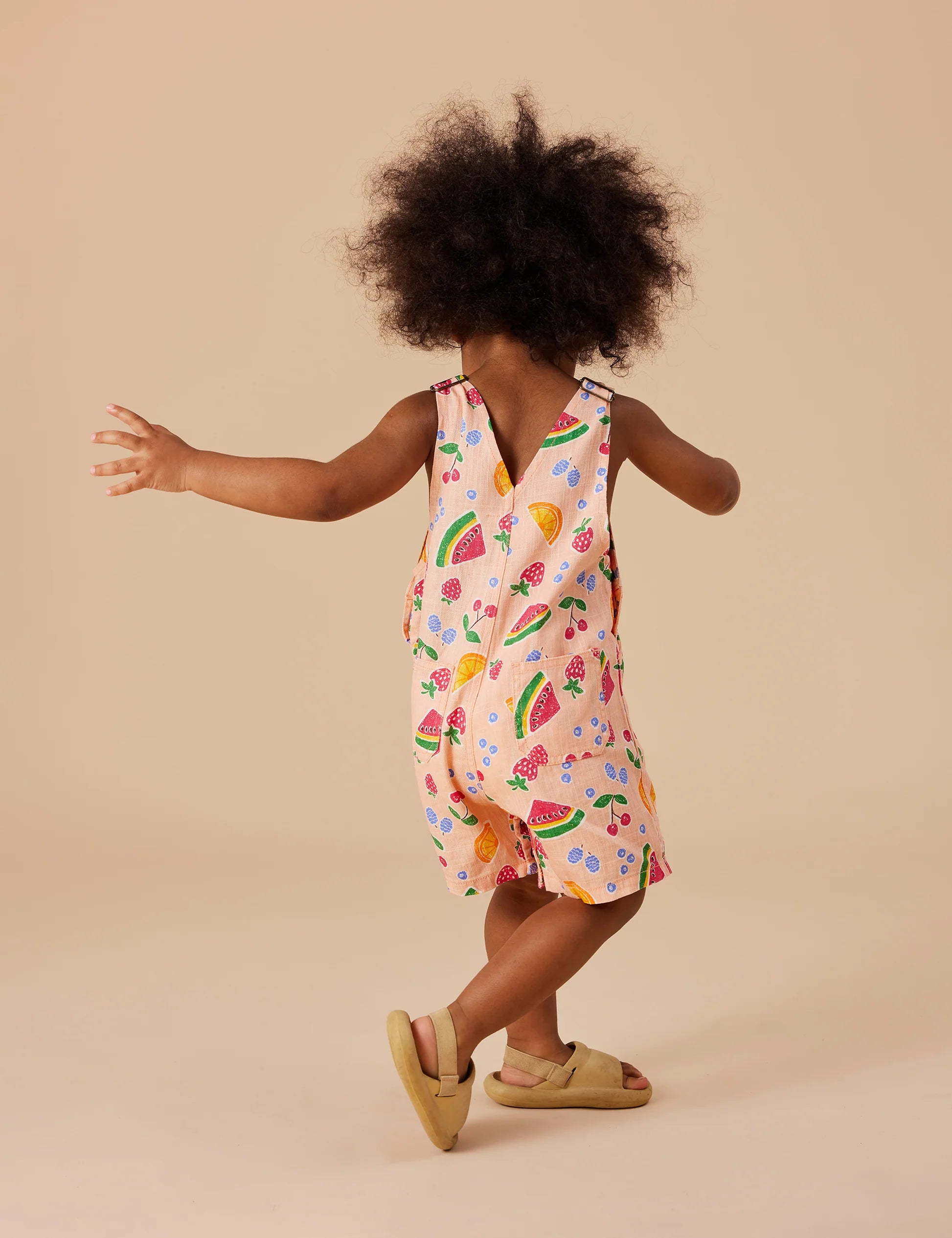 Goldie & Ace - Burton Fruit Salad Linen Overalls Peach Multi
