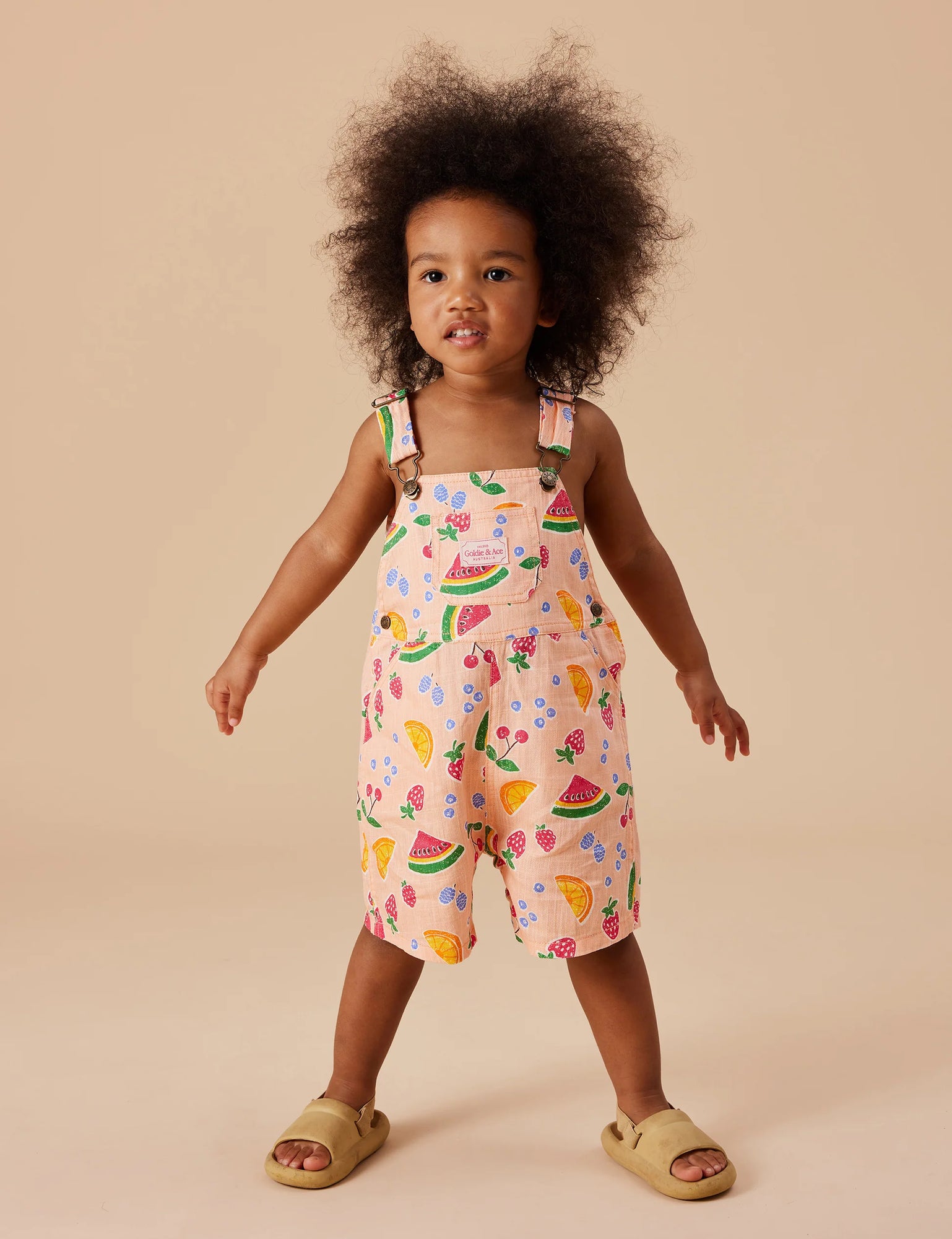 Goldie & Ace - Burton Fruit Salad Linen Overalls Peach Multi