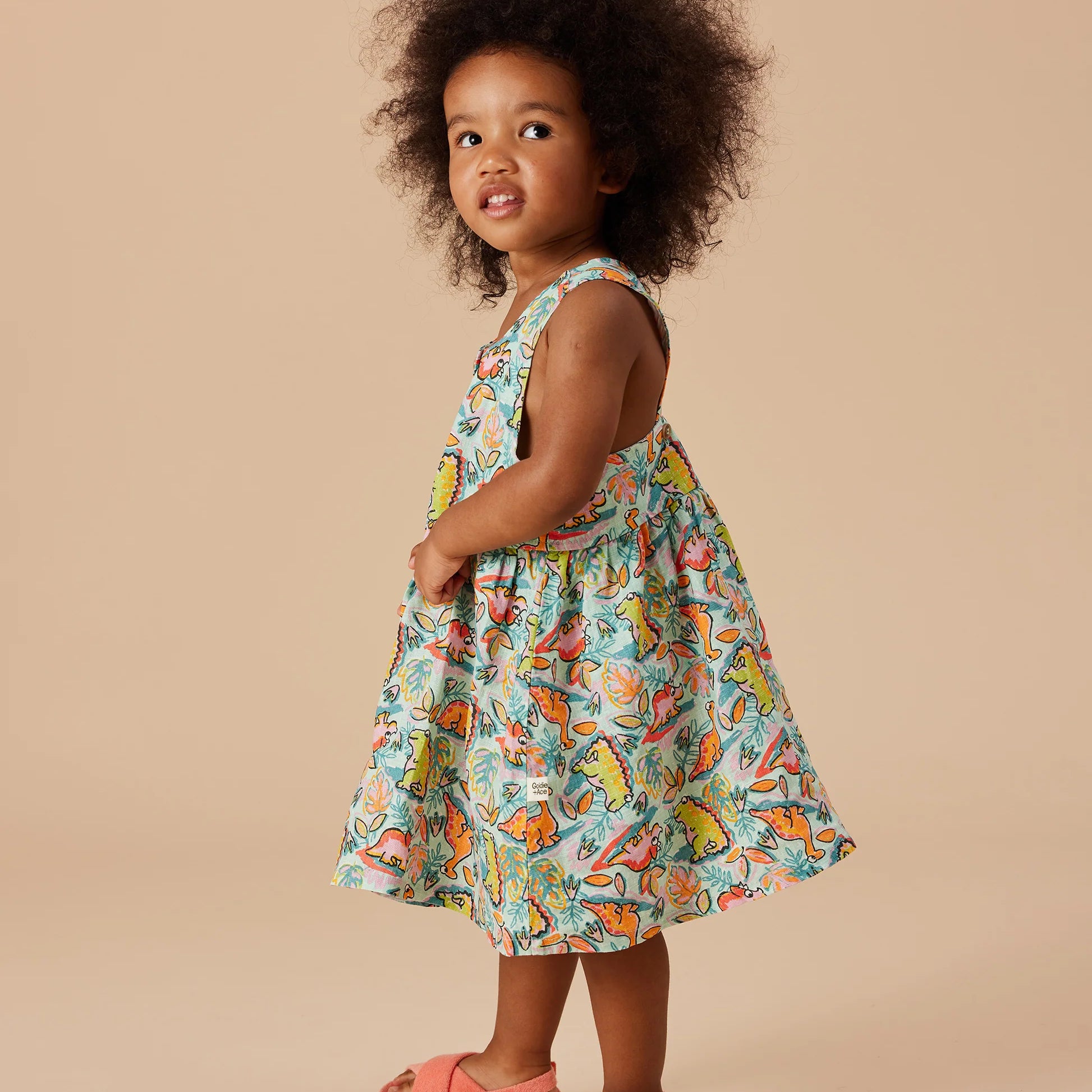 Goldie & Ace - Wendy Y-Back Linen Dress Dino Jungle