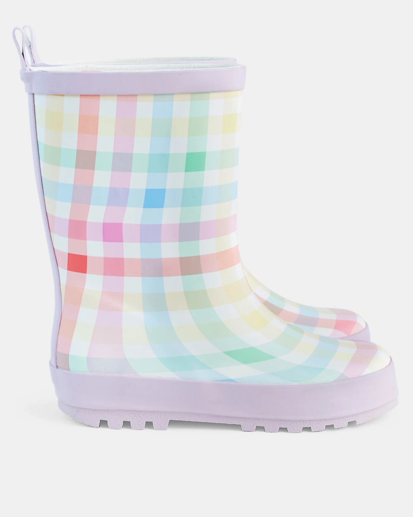 Walnut - Play River Check Rain Boot - Lilac