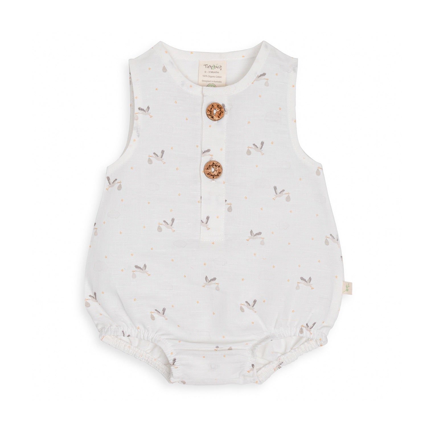 Tiny Twig - Organic Cotton Bubble Romper - Stork