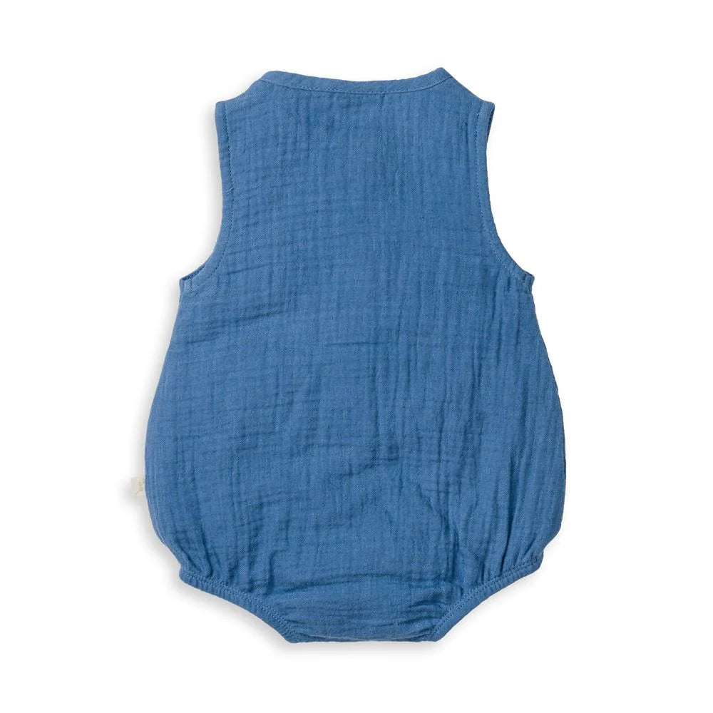 Tiny Twig - Organic Cotton Bubble Romper - Coronet Blue