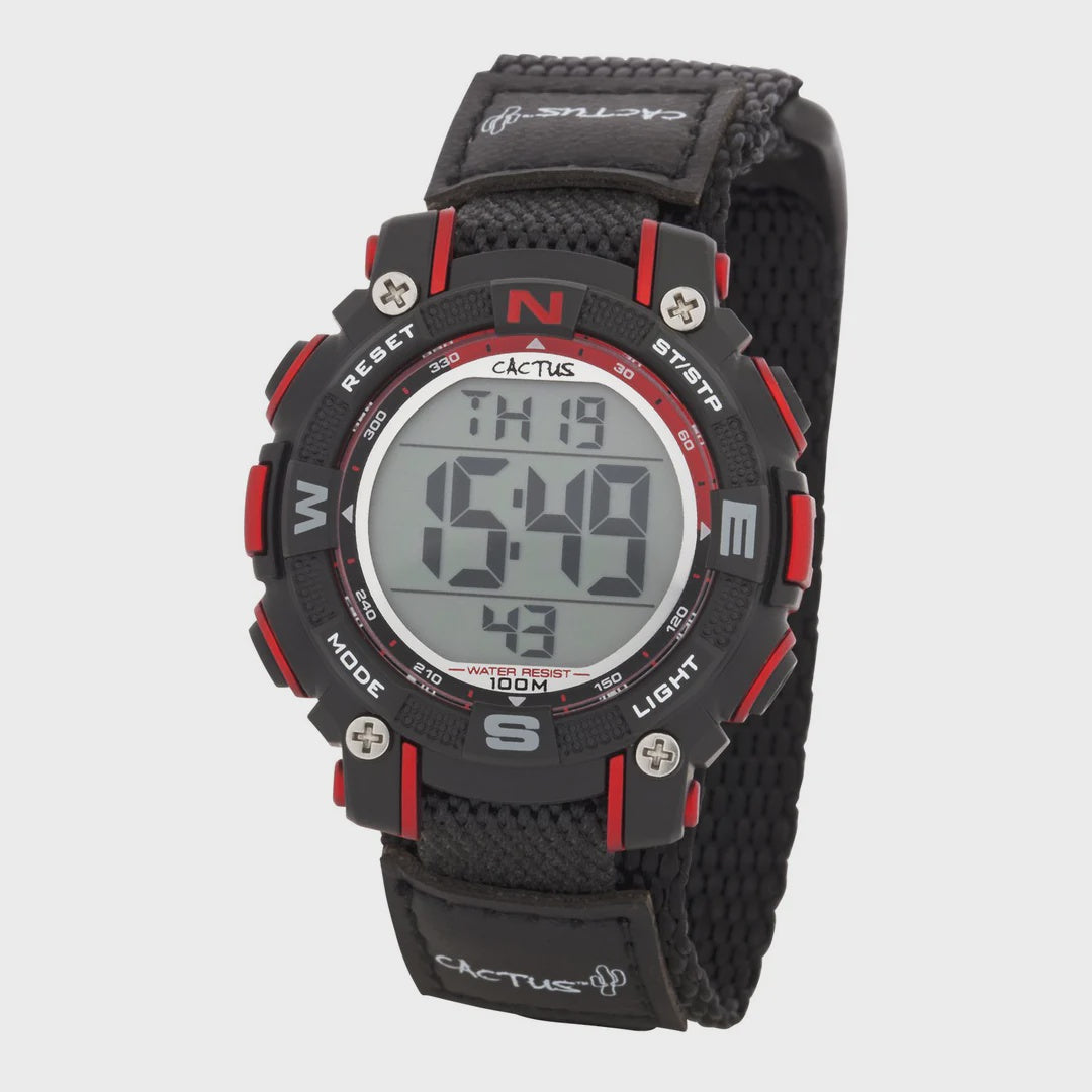 Cactus - Robust Kids Digital Watch Black & Red